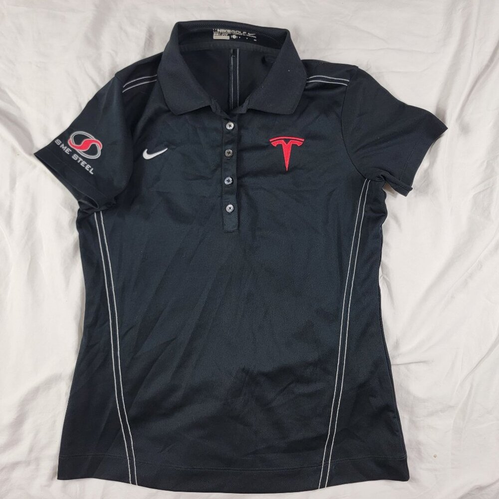 Nike Golf Dri Tesla Womens Small Black Polo Shirt Casual Work Wear Outdoors
